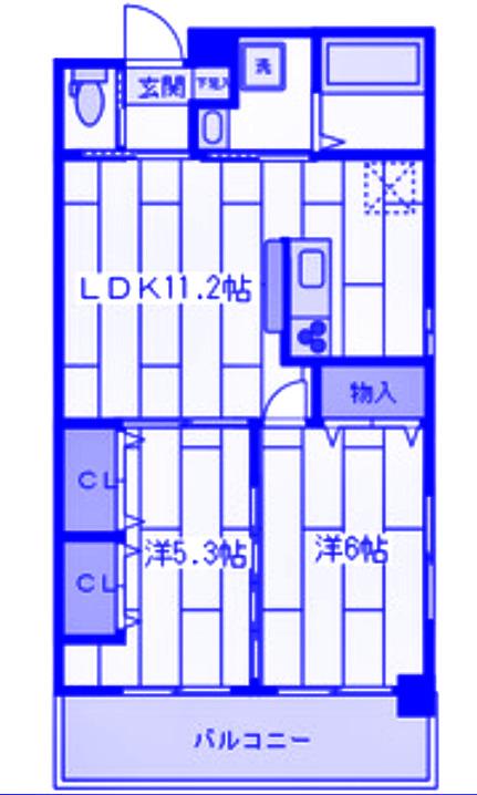 Iランド川崎(2LDK/8階)の間取り写真