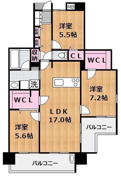 アルファスマート高松通(3LDK/3階)の間取り写真