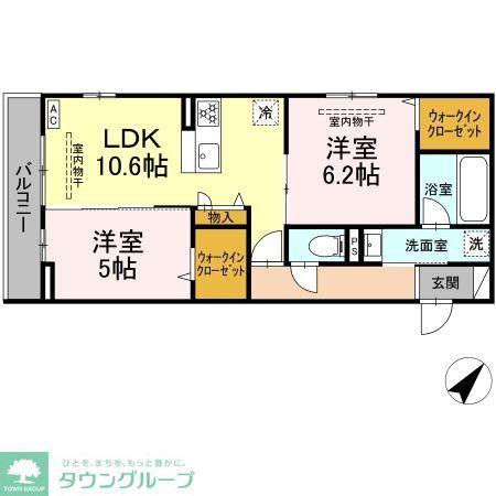 レヴリ広野(2LDK/2階)の間取り写真