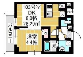 VERDE北松戸 ヴェルデ北松戸(1DK/2階)の間取り写真