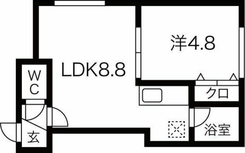 伏古MS入山(1LDK/1階)の間取り写真
