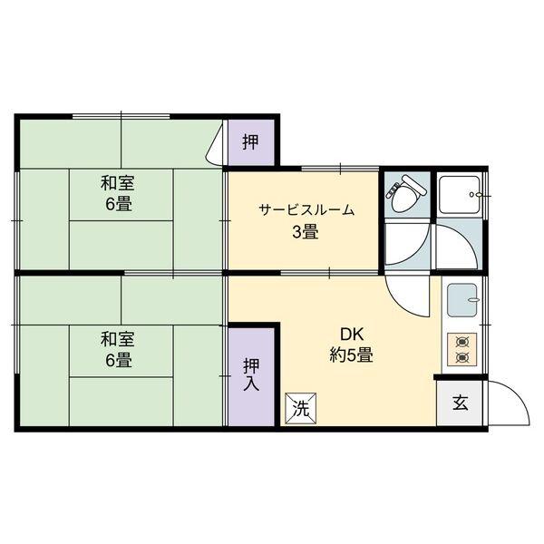 緑アパート(2SDK/2階)の間取り写真