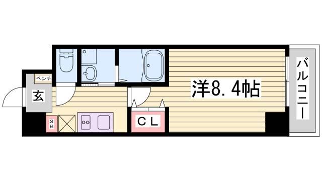 ビエラコート須磨(1K/2階)の間取り写真