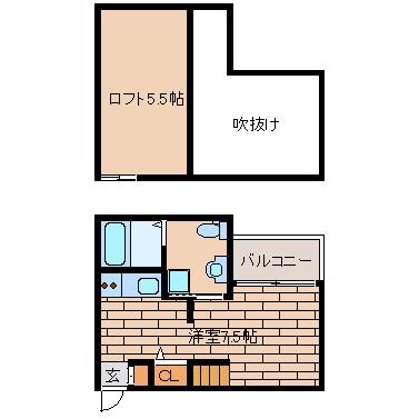CUBE(1K/1階)の間取り写真
