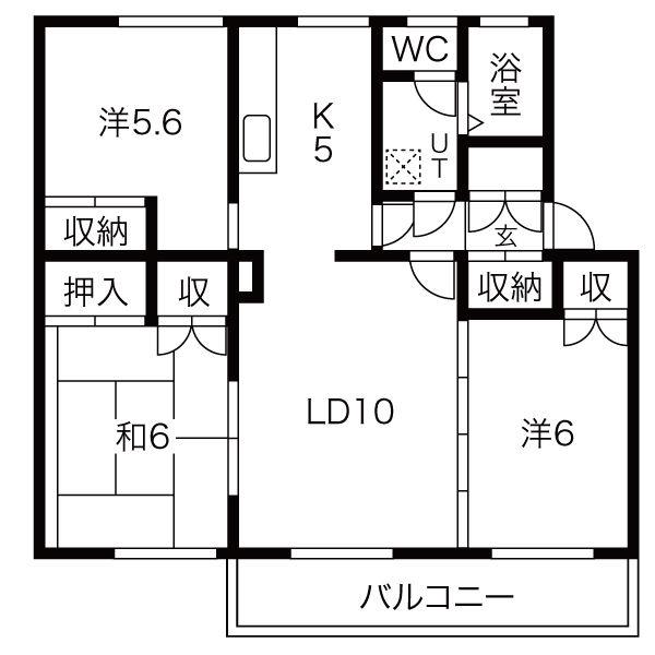 テレパレス元町17条II(3LDK/1階)の間取り写真