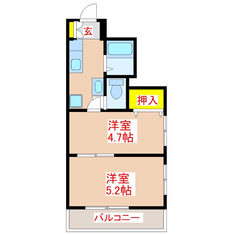 ペガサス2002(2K/3階)の間取り写真