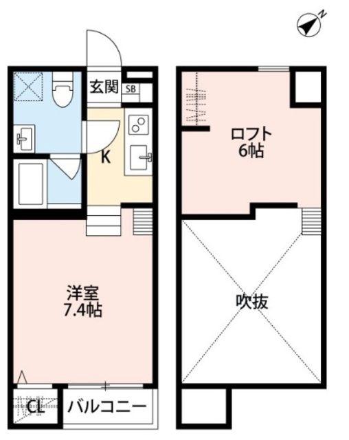 フリーハンド松戸(1K/1階)の間取り写真