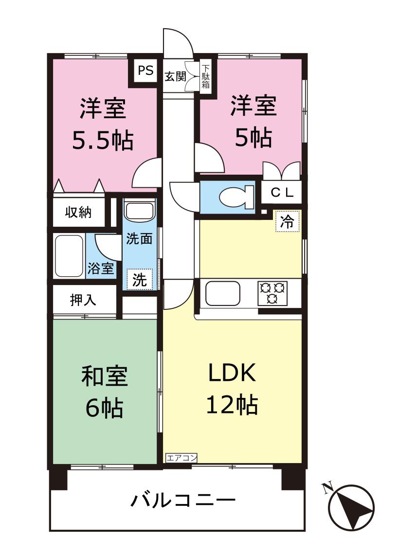 グリーンフォレスト(3LDK/3階)の間取り写真