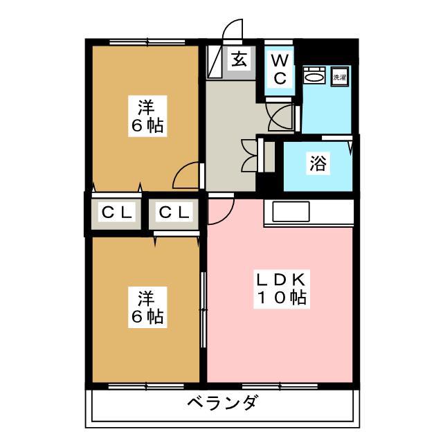 ヴィラコンテッサ下島II(2LDK/1階)の間取り写真