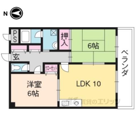 ラフィーネ山科(2LDK/3階)の間取り写真