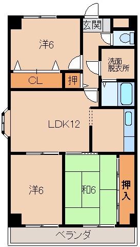 シティーハイツ東方(3LDK/2階)の間取り写真