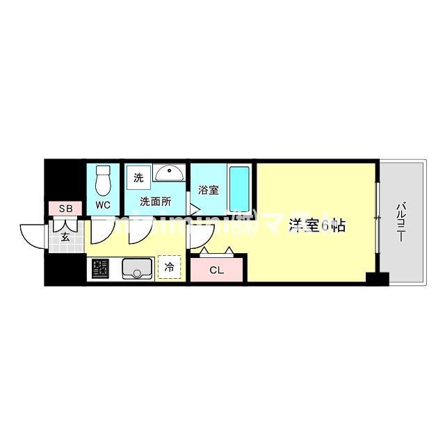 ワールドアイ難波CITY GATE(1K/3階)の間取り写真