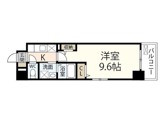 7TH FLAG 己斐本町(1K/2階)の間取り写真