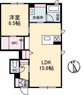 AZUL WISTERIA A棟(1LDK/1階)の間取り写真