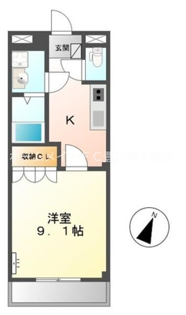 グラシアス蔵子(1K/1階)の間取り写真