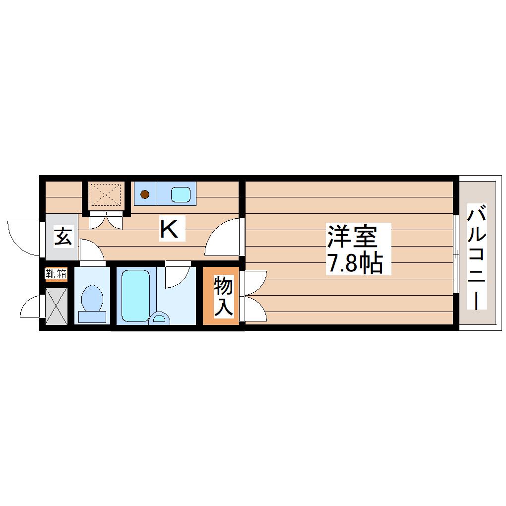 第二サンハイツ通町(1K/6階)の間取り写真
