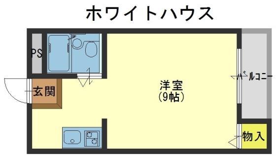 ホワイトハウス(ワンルーム/1階)の間取り写真