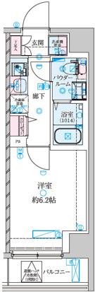GENOVIA南鳩ヶ谷(1K/4階)の間取り写真