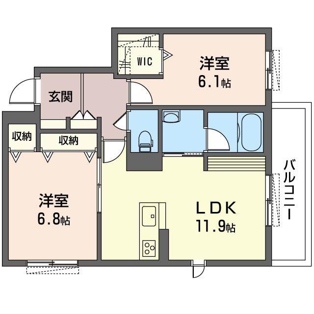 グランシエル(2LDK/1階)の間取り写真