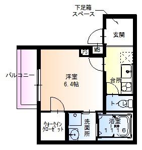 フジパレス田辺駅北(1K/2階)の間取り写真