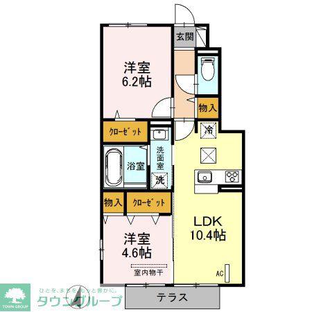 グランデII(2LDK/1階)の間取り写真