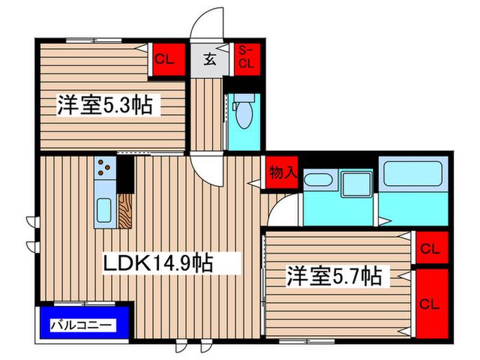 MAISON PLAISIR(2LDK/2階)の間取り写真