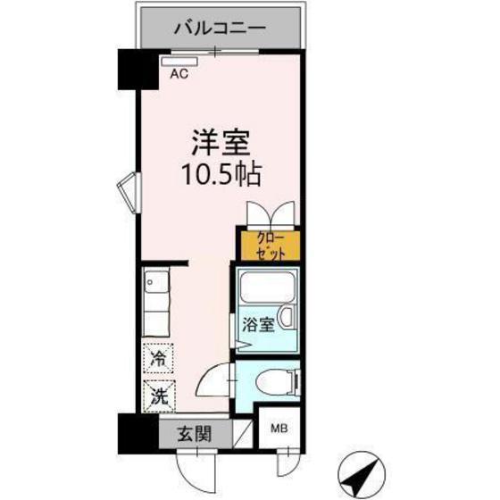 エクレール(ワンルーム/3階)の間取り写真