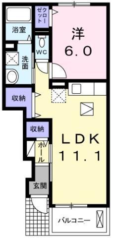 グランペール ラポール(1LDK/1階)の間取り写真