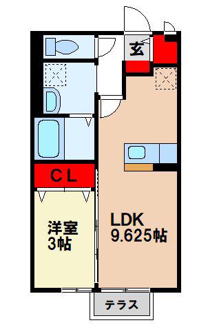 アモーレ五条(1LDK/1階)の間取り写真
