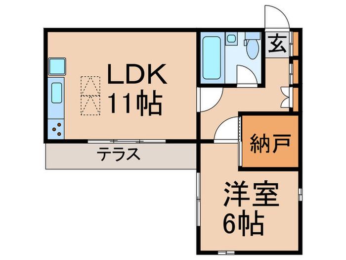 セキテラス(1LDK/1階)の間取り写真
