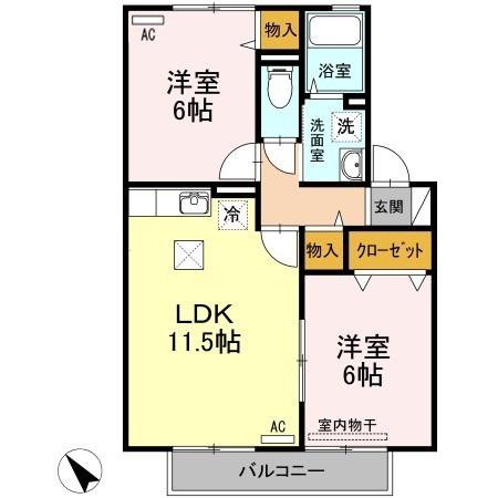 VERDE(2LDK/1階)の間取り写真