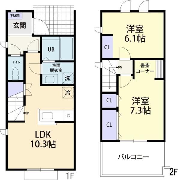 SOLEIL B(2LDK/1階)の間取り写真