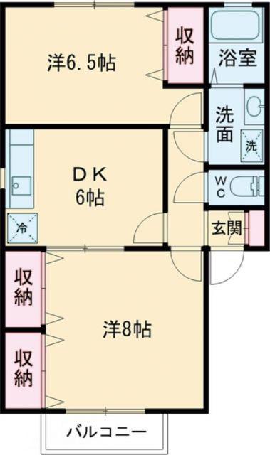 ソラーレ(2DK/1階)の間取り写真