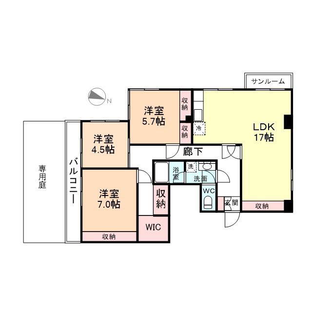 ライトクローバー(3LDK/1階)の間取り写真