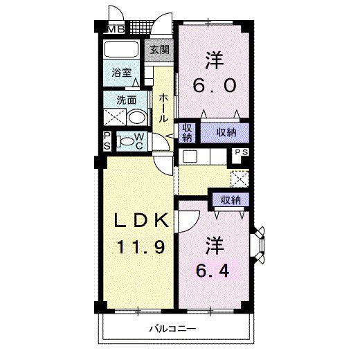 アビタシオン早稲田(2LDK/4階)の間取り写真