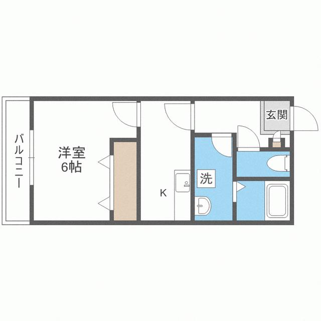 BR千歳町(1K/1階)の間取り写真