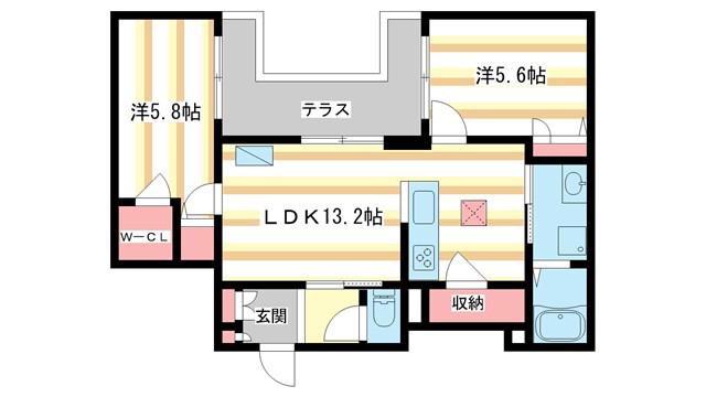 シャーメゾンエクラージュ(2LDK/1階)の間取り写真