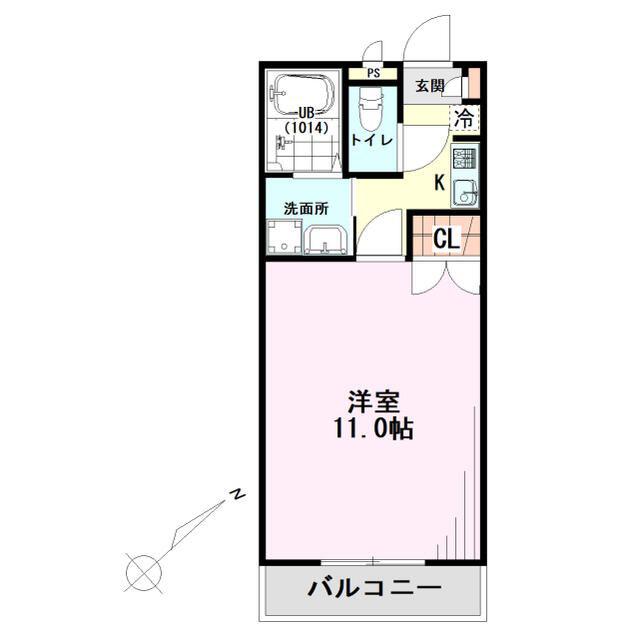 アンプルールブワ ラテール(1K/2階)の間取り写真