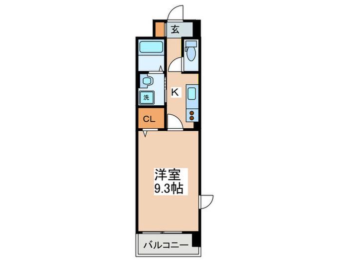 カーサ グランデ(1K/3階)の間取り写真