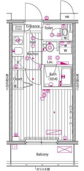 ガーラ・プレシャス川崎(1K/12階)の間取り写真