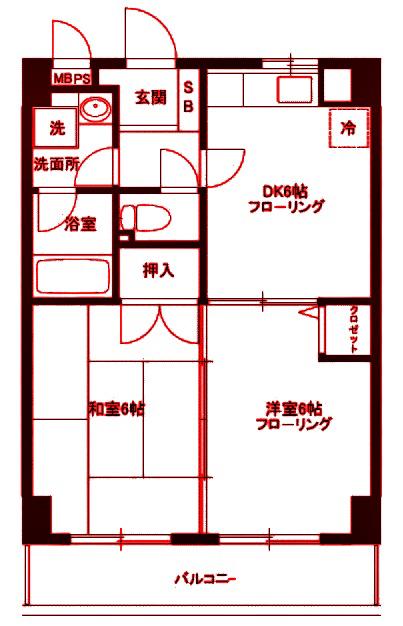 フィオーレ新横浜(2DK/3階)の間取り写真