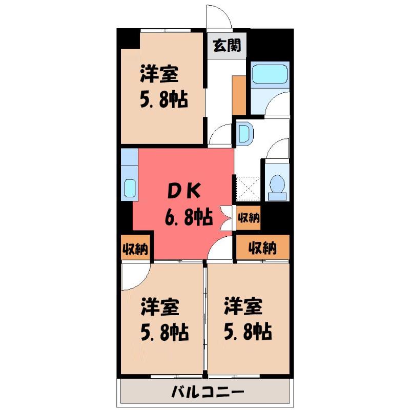 ヴェルデ(3DK/2階)の間取り写真