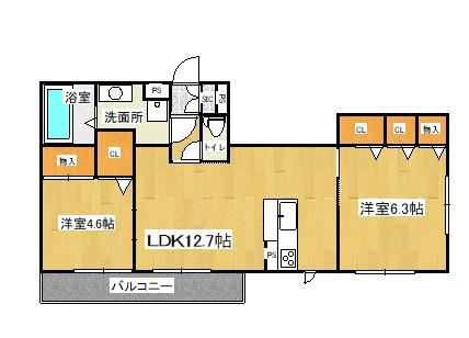 セジュールラフレーズ(2LDK/1階)の間取り写真