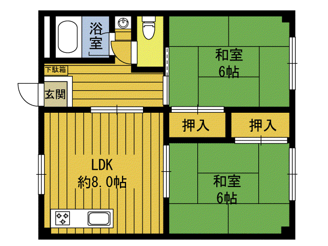 第1後藤ビル(2DK/2階)の間取り写真
