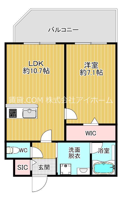 HABITATION巽(1LDK/1階)の間取り写真