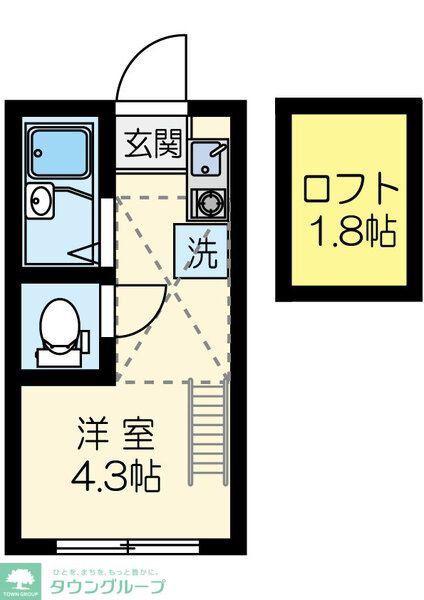 マーベラス国分寺本多(ワンルーム/2階)の間取り写真