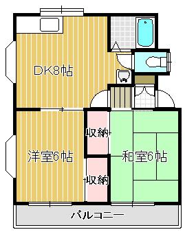 アンソレイエ和田(2DK/2階)の間取り写真