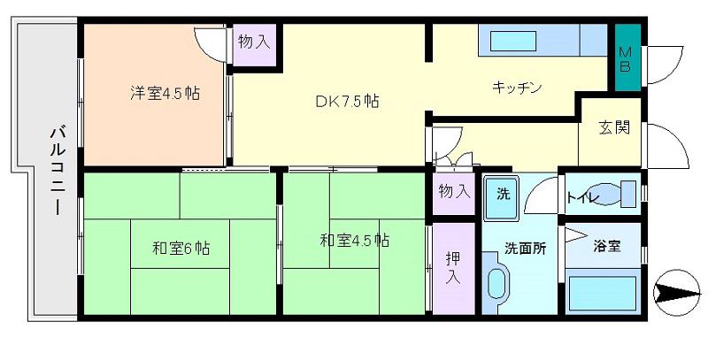 ベルメゾン住吉(3DK/1階)の間取り写真