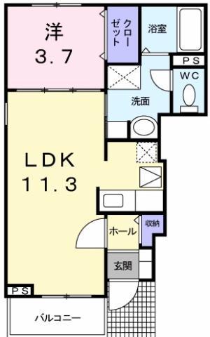 プレアヴェニュー E(1LDK/1階)の間取り写真