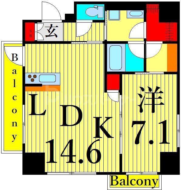 R.W.C(1LDK/6階)の間取り写真